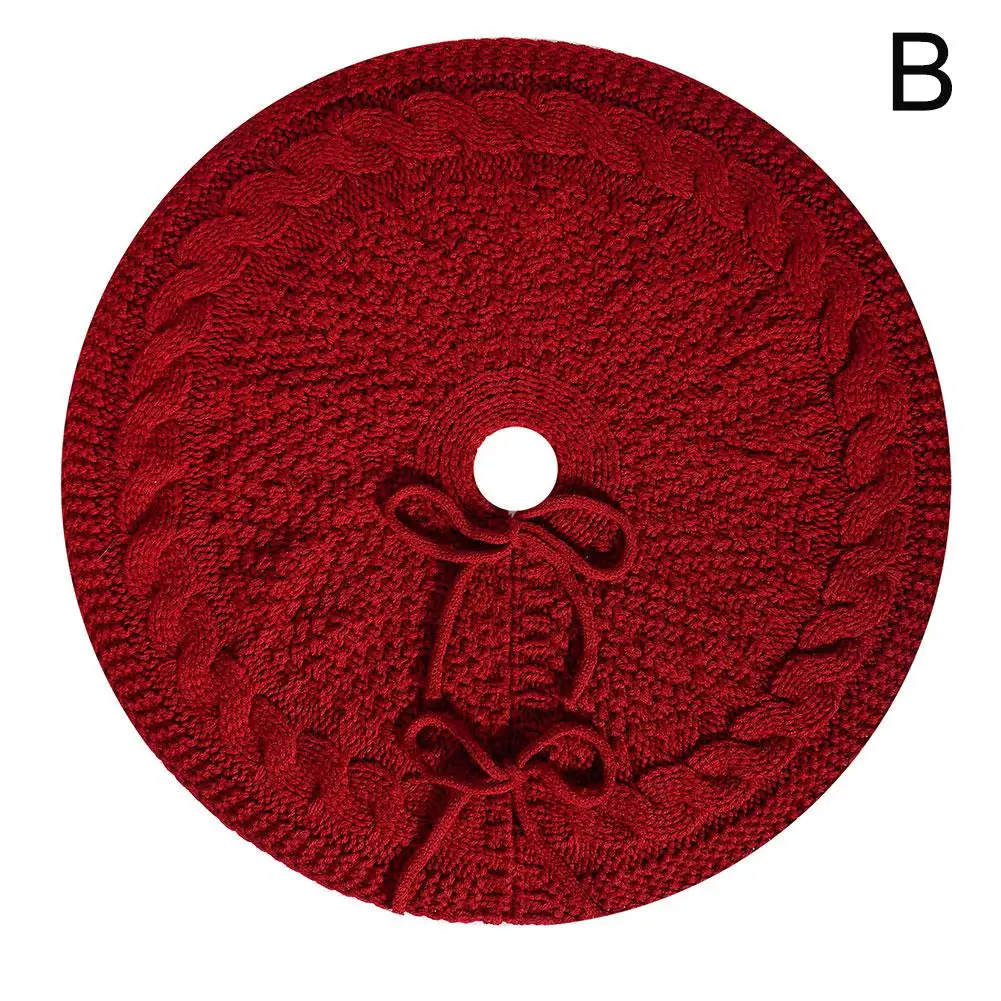 Christmas Knitted Tree Skirt Milk White Red Knitted Christmas Atmosphere Apron Christmas Tree Decorations Accessories