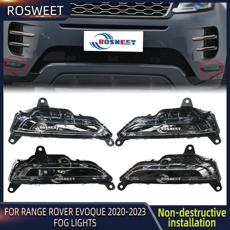

Противотуманные фары ROSWEET в сборе для переднего бампера для Land Rover Range Rover Evoque L551 2020 2021 2022 2023 LR116034, автомобильные аксессуары