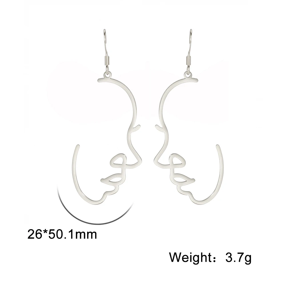 Stilvolle aushöhlen Gesicht baumeln Ohrringe Persönlichkeit übertrieben symmetrische abstrakte Gesicht Silhouette Ohrringe Frauen Schmuck Geschenke – Detail 5
