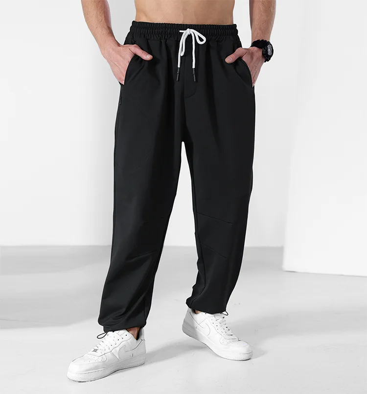 2022 spring new men's casual pants tide brand loose large size straight pocket pants drawstring all-match sports Fitness pants running track pants