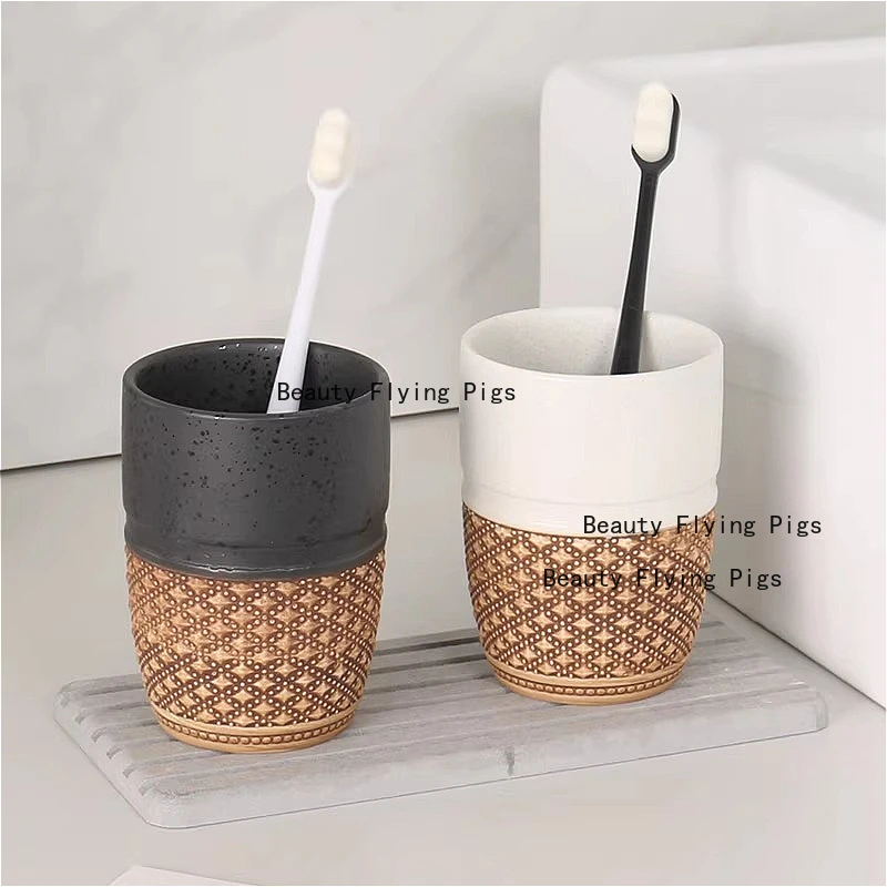 1pc Mouthwash Household Ceramic Toothbrush Hotel Toiletries Cups, Wash Cup, Bathroom Products_voghion.com