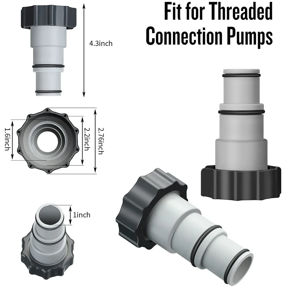 Replacement Hose Adapter A W/Collar For Threaded Connection Pumps For Plunger Valve Pool Drain Swimming Pool Intex Fit ARU 1PC