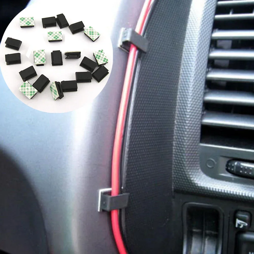 Car Self Adhesive Cable Clip Organizer 20Pcs Drop Wire Holder Cord Management Self-Adhesive Cable Fixed Clamp Wire Winder
