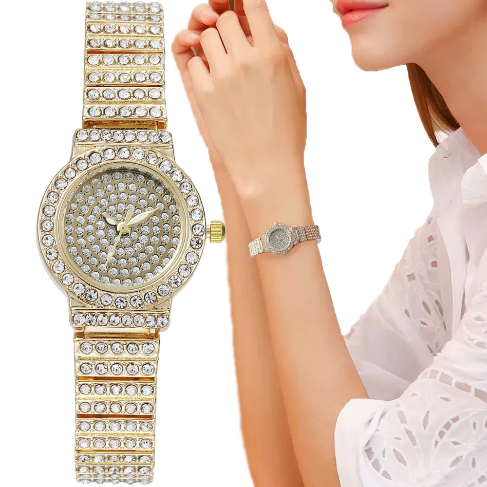 

Luxury Women's Watch Metal Strap Full Diamond Rhinestone Fashion Design Metal Strap Quartz Watch for Women Clock