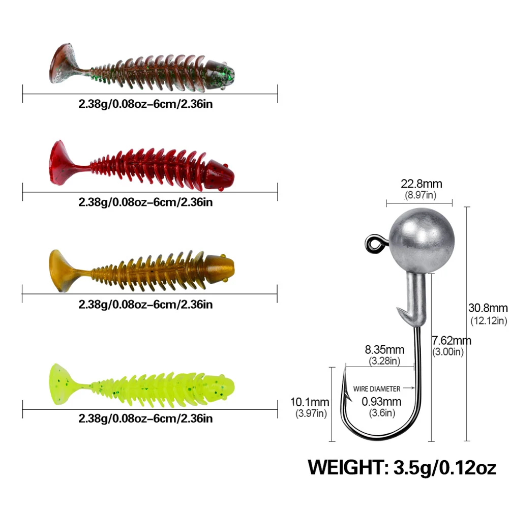 30-300pcs Realistic Fishing Bait Tail Swimbaits Worms Simulation with Crank  Jig Head Hook Soft Fishing Lure Fishing Supplies