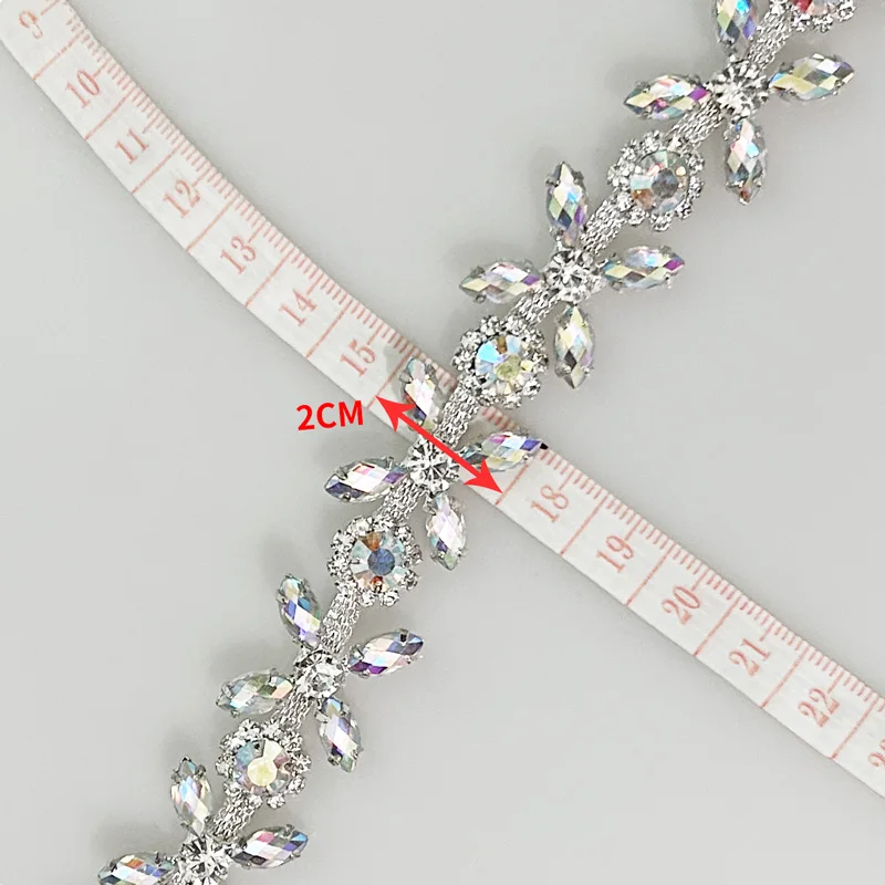 Crystal Rhinestone trim with pearls, beaded rhinestone bridal applique for  wedding gown or Sash(selling per yard)