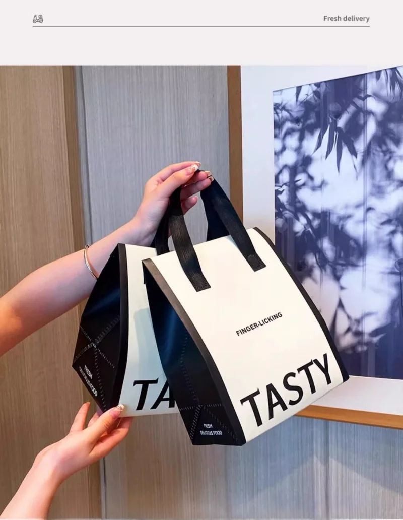 10pcs Non-Woven Insulated Tote Bags – Portable Reusable Fabric Pouches for Food, Cake, ... - SKU NWIT1834 - UGI Packaging