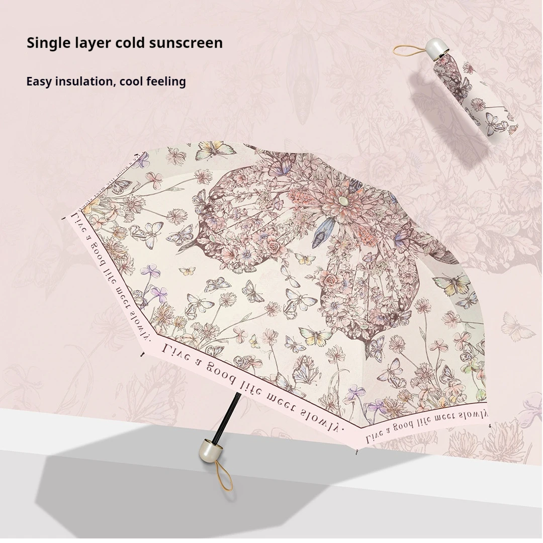 UV resistant and Rain resistant Dual-purpose Sunshade Umbrella Compact and Portable Chinese Oil Painting Sun Umbrella