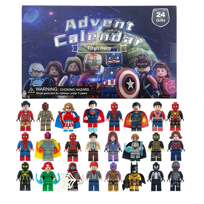 Disney Marvel Advent Calendar Box Figure Anime Action Figure Model Building Blocks Christmas Advent Calendar Countdown Kids Toys