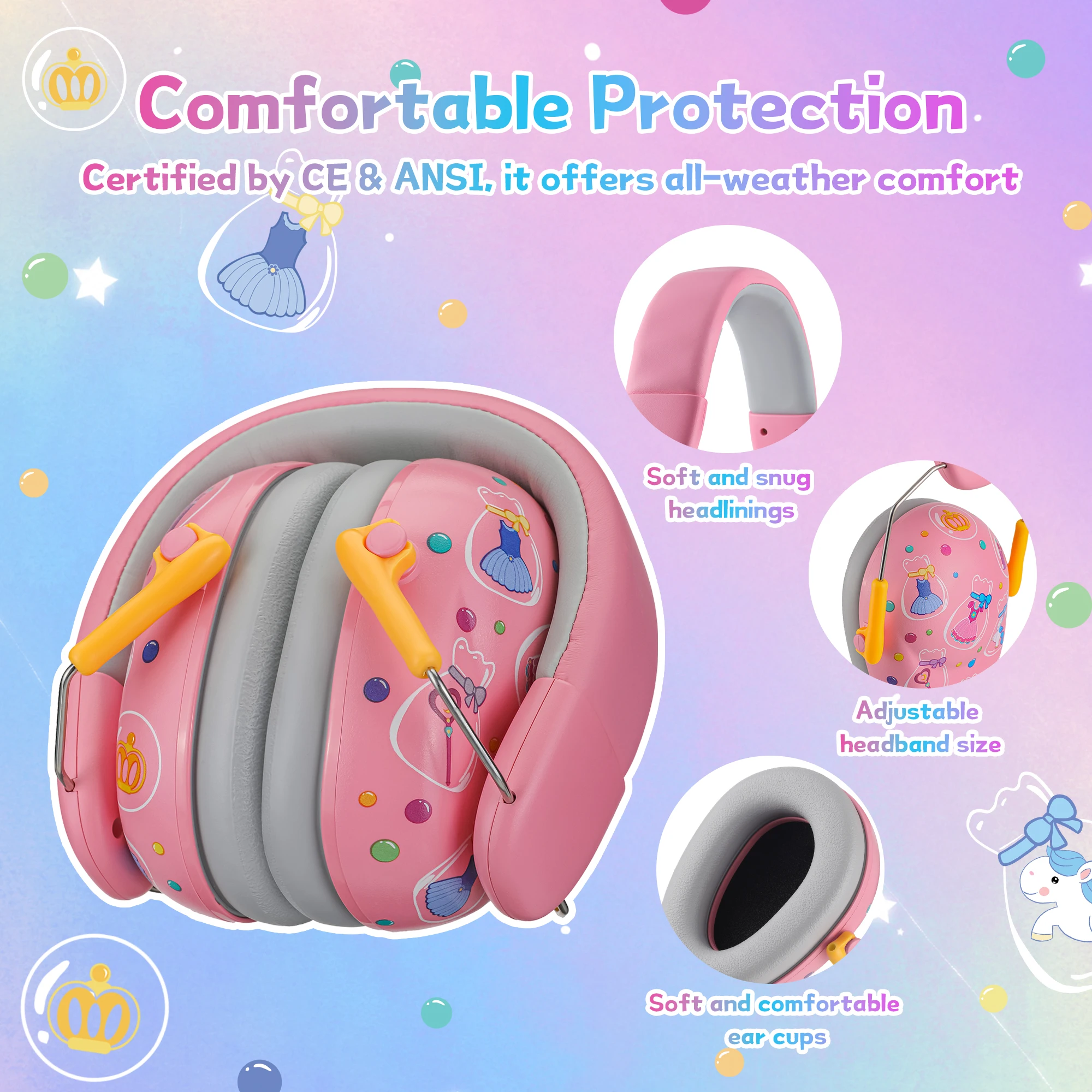 Ear Protection HeadPhones SNR 26dB Earmuffs for Autism Children Toddler