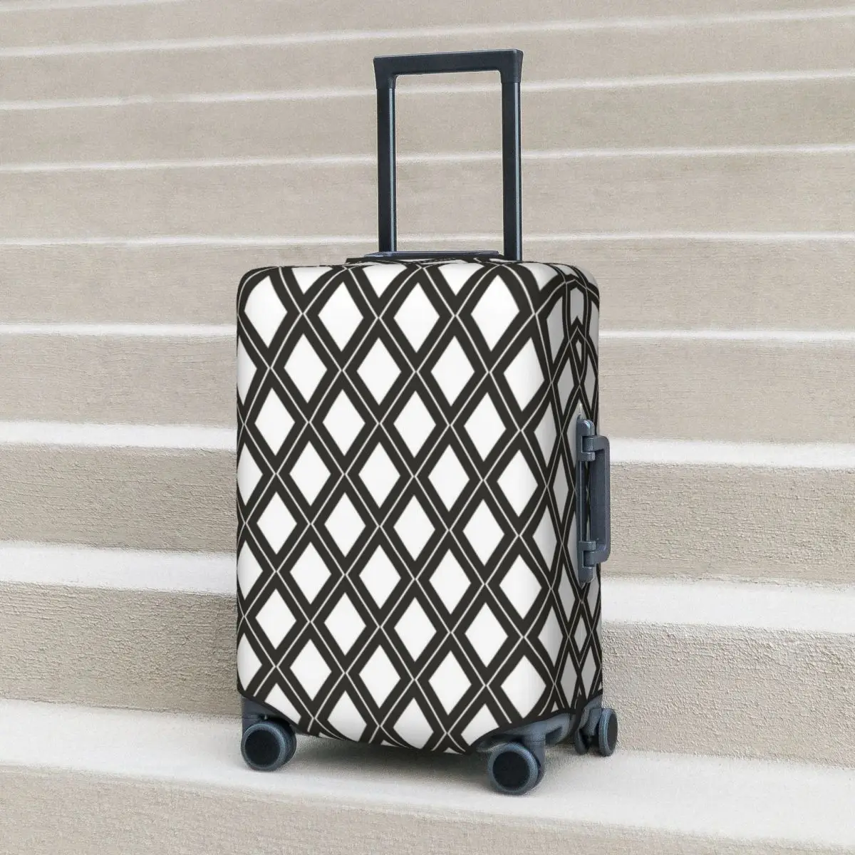 

Classic Rhombus Pattern Suitcase Cover Geometric Minimalist Travel Holiday Useful Luggage Supplies Protector
