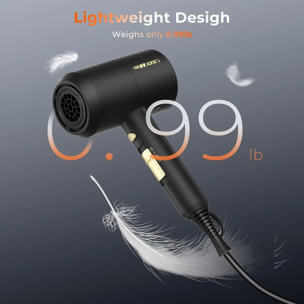 Portable Ionic Hair Dryer With Diffuser For All Hair Types_voghion.com