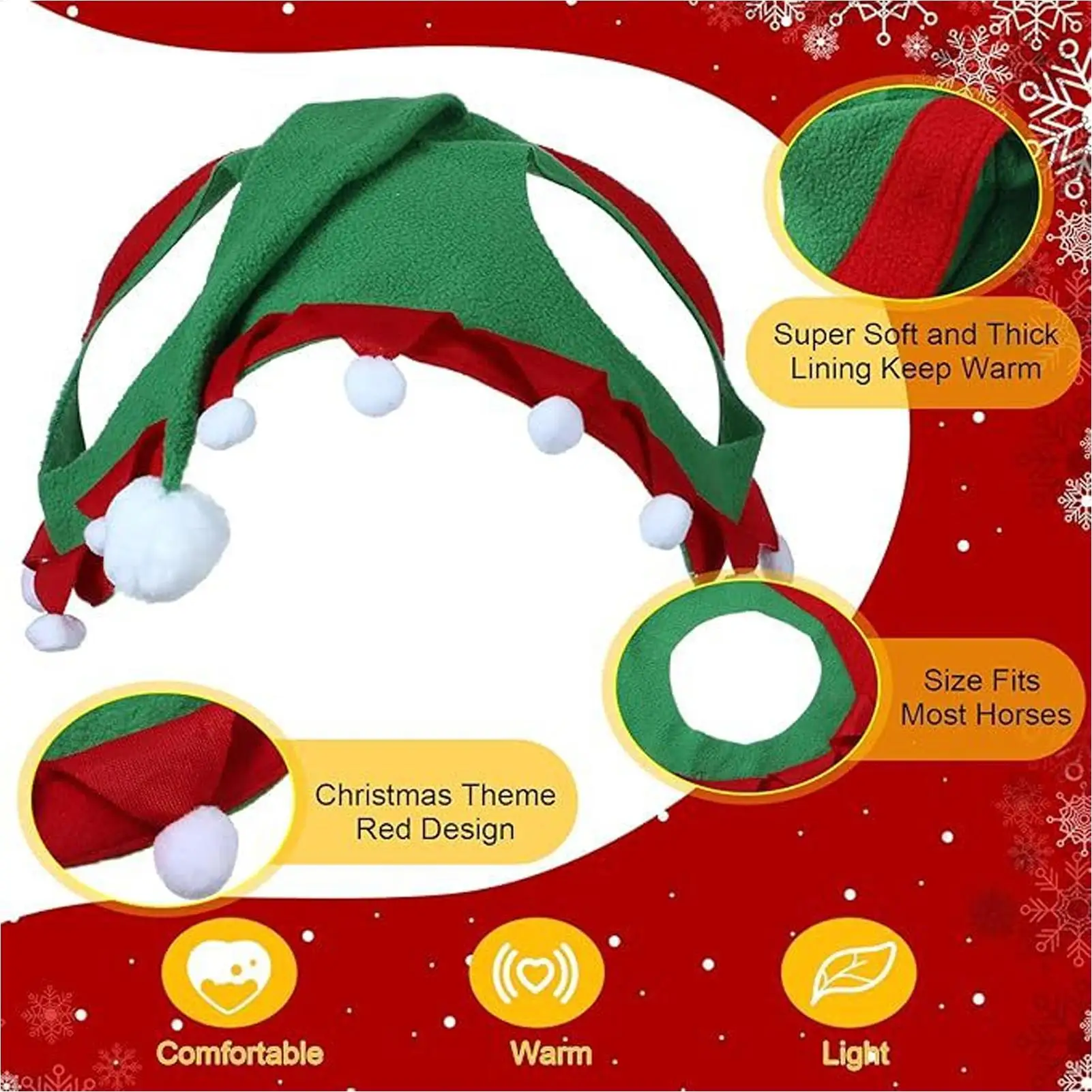 Horse Christmas Caps Animal Christmas Costume Parade Horse Caps For Party Festive Holiday Parade Show Equestrian Season Supplies