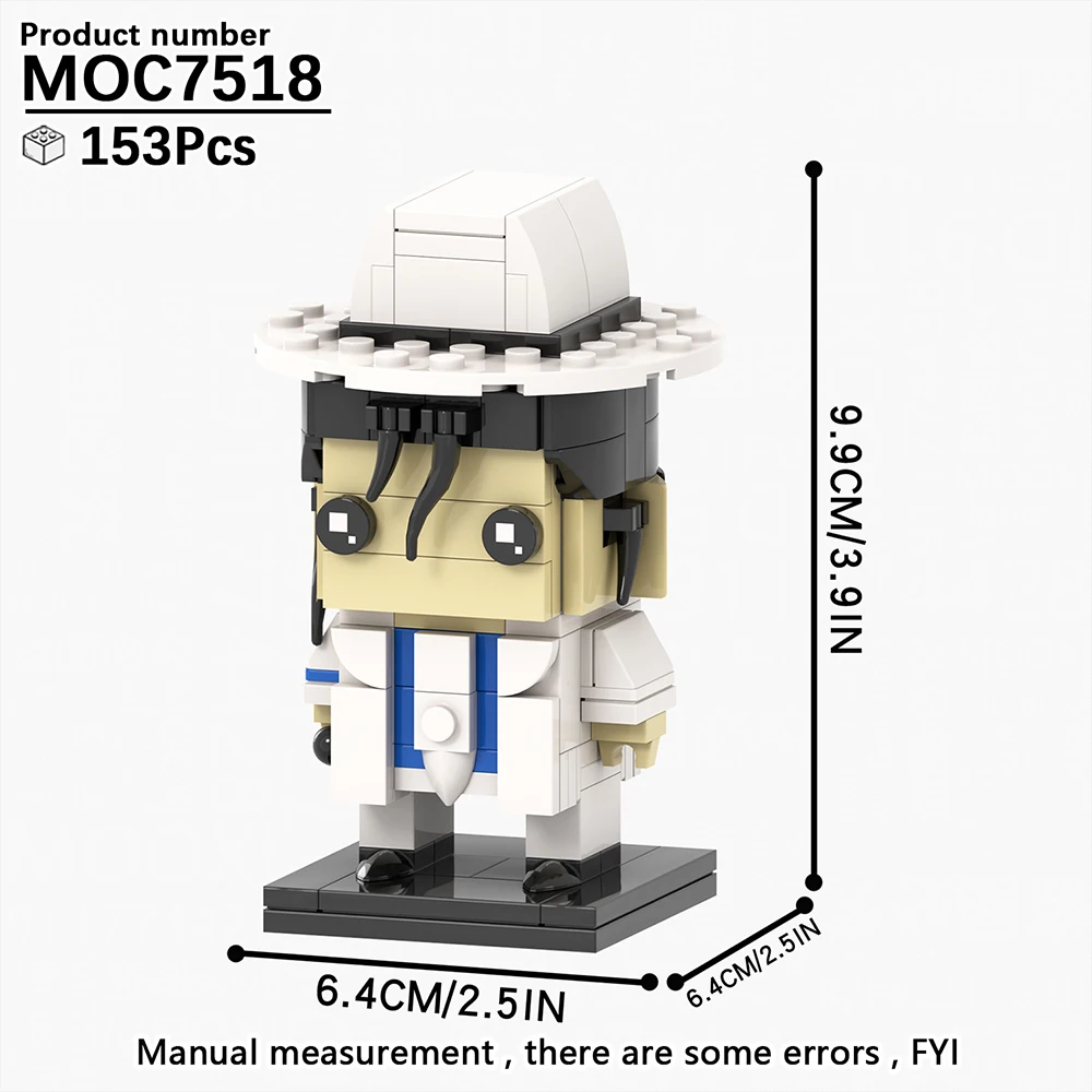 MOOXI Michael Jackson 153Pcs MOC Bricks White Suit BrickHeaded Star Figure Moder DIY Adult Building Blocks Toys For Kids MOC7518