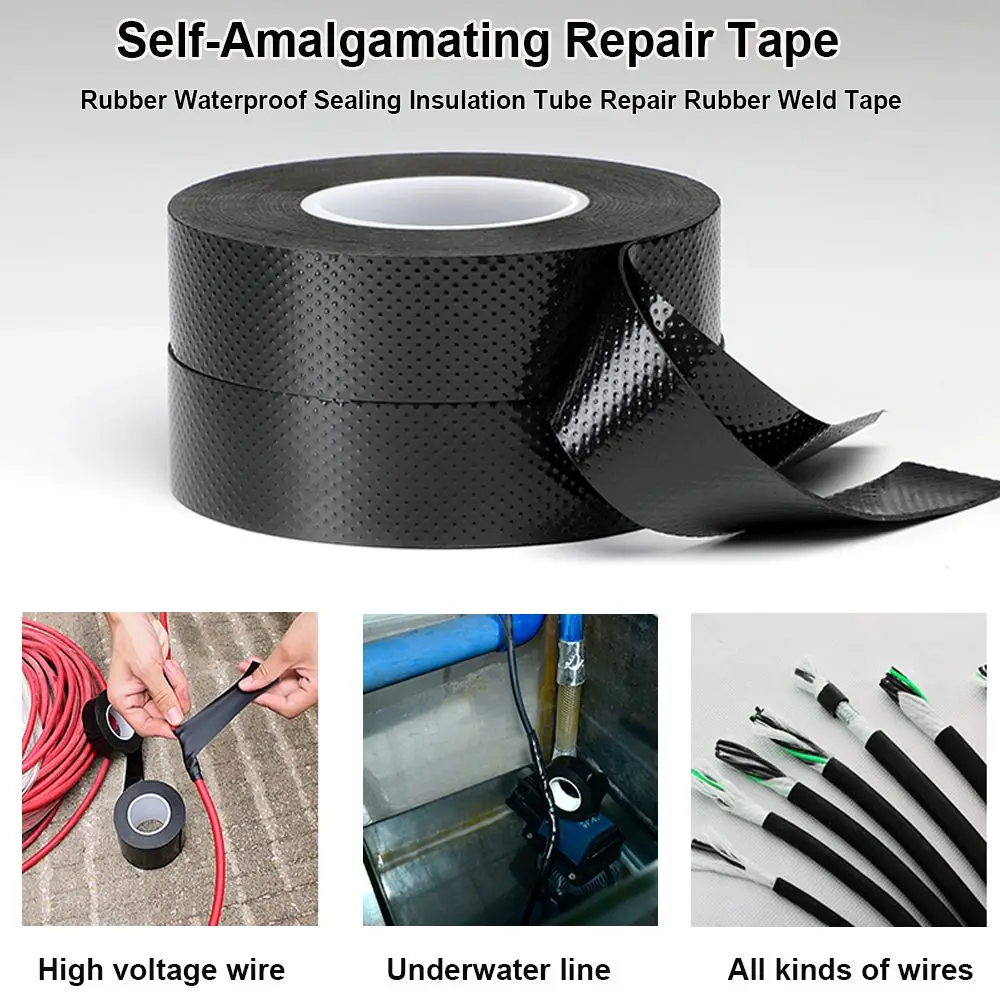 Self-Amalgamating Repair Tape Rubber Waterproof Sealing Insulation Tube Repair Rubber Weld Tape Adhesives Sealers Tape