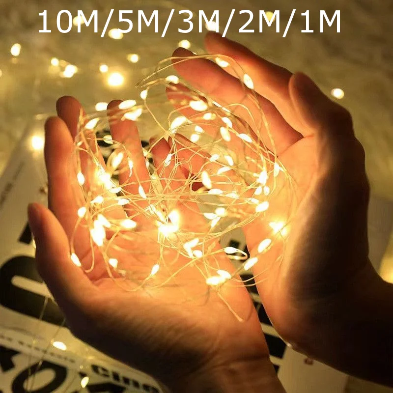 

LED 1m/2m/3m/5m/10m Copper Wire String Light Christmas Light Holiday Decor Lamp Garland Fairy Light for Wedding Party Decoration