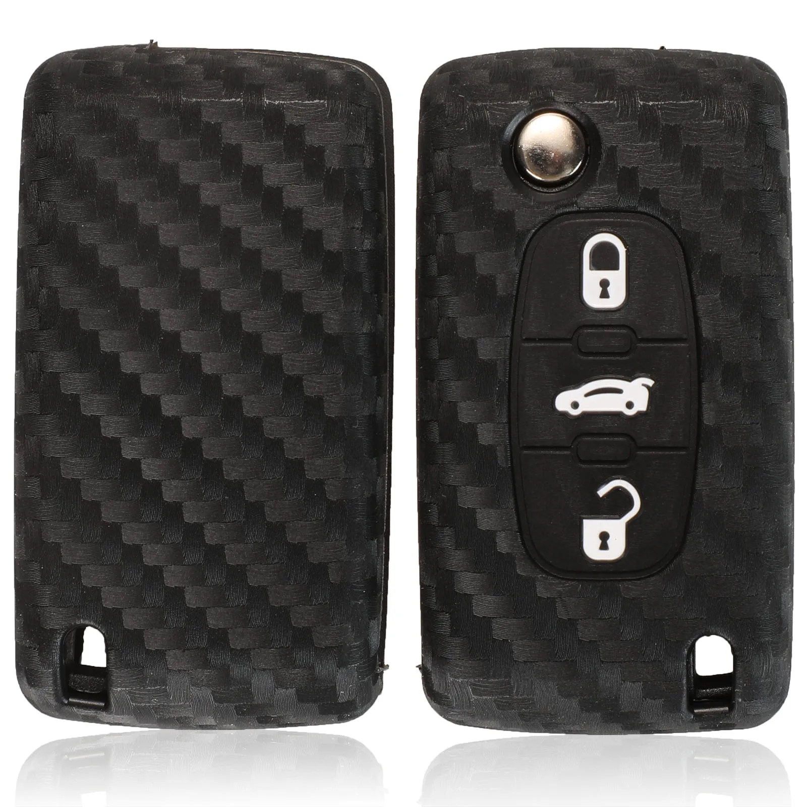 For Peugeot 107 206 207 208 306 307 308 407 408 508 RCZ for Citroen C2 C3 C4 C5 Carbon Silicone Key Case Cover 2/3 BTN key case key case cover car key shell remote control case cover