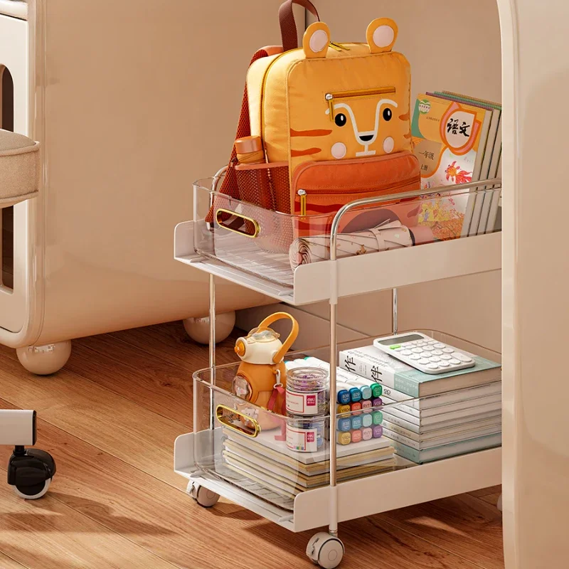 

Simple Schoolbag Shelves Home Organizer Household Book Storage Shelves Gadgets Multi-storey Movable Trolley Desk Organizer