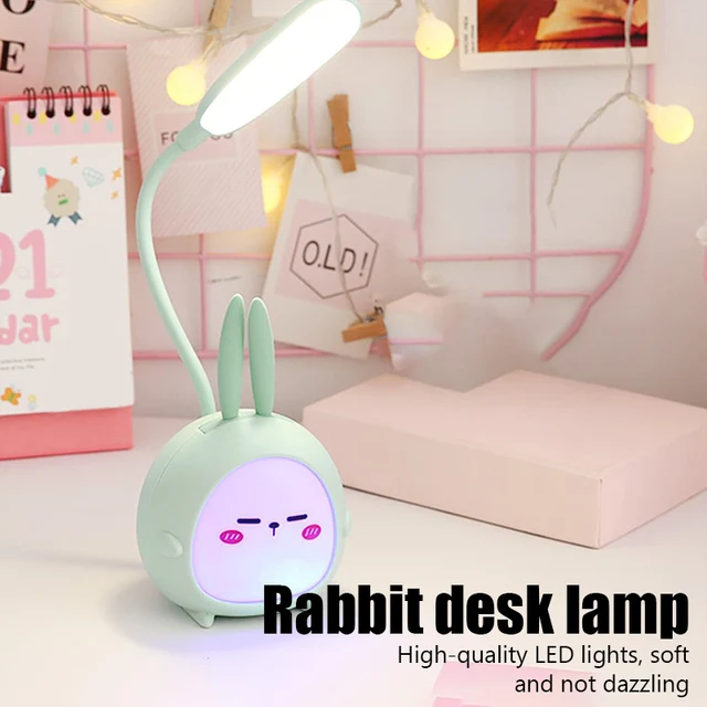 Cute Cartoon LED Desk Lamp USB Recharge Eye Protective Colorful Night Light For Student Study Reading Book Bedroom Bedside Lamp 3