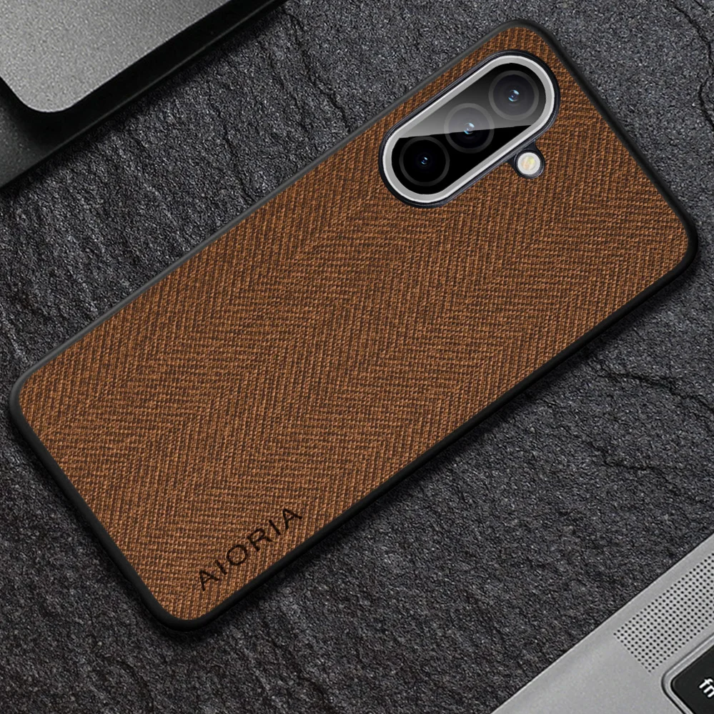 Luxury Textile Leather Phone Case Cover in Black