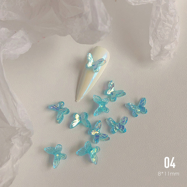 Aurora Glitter 3D Colorful Butterfly Nails Jewelry DIY Resin Manicure Decals Nail Art Decorations Accessories 2021 New