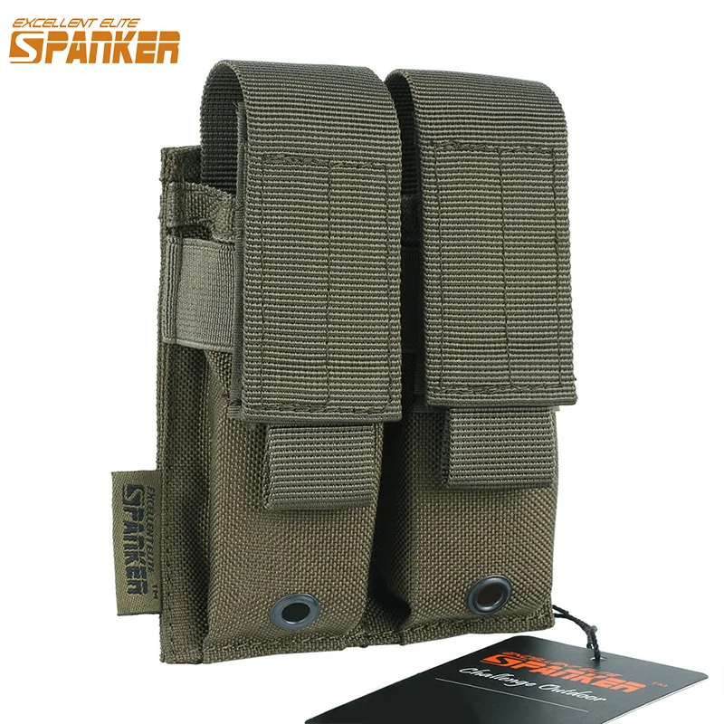 EXCELLENT ELITE SPANKER Tactical Double Pistol Mag Pouch Molle Magazine Pouch Airsoft  Storage Bags 9mm Pistol Magazine Pouches krydex for mp5 mp7 kriss triple magazine pouch tactical modular molle triple open top smg mag pouch carrier for airsoft hunting
