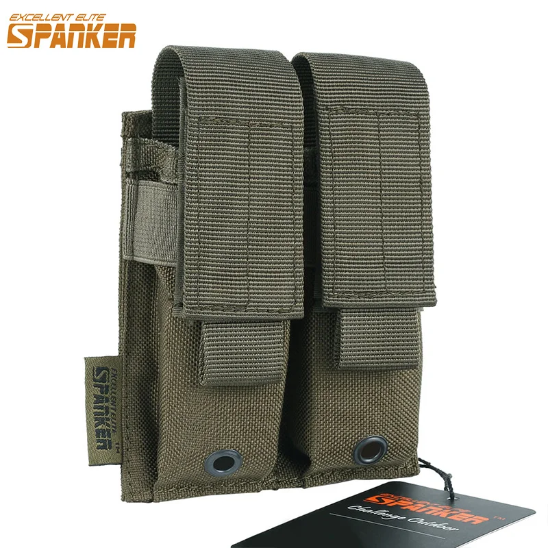 EXCELLENT ELITE SPANKER Tactical Double Pistol Mag Pouch Molle Magazine Pouch Airsoft  Storage Bags 9mm Pistol Magazine Pouches hunting airsoft vest pouch tactical patch pouch candy bags for mk3 mk4 airsoft chest rig vest attached hanging storage bag