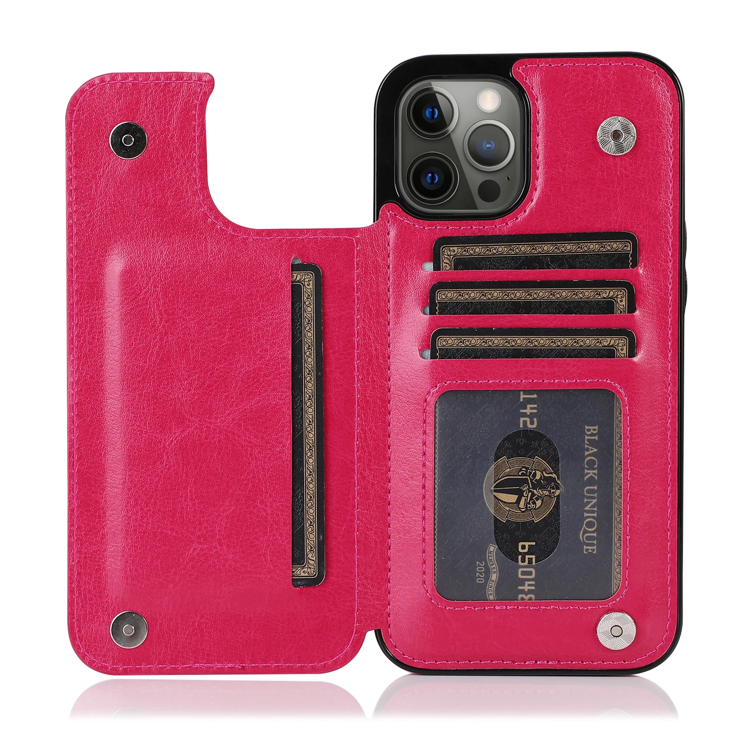 thumbnail image 1 of Luxury PU Leather Wallet Case For iPhone 15 14 13 12 11 Pro Max SE X XR XS Max 8 7 6 6S Plus Kickstand Card Holder Slots Cover, 1 of 5