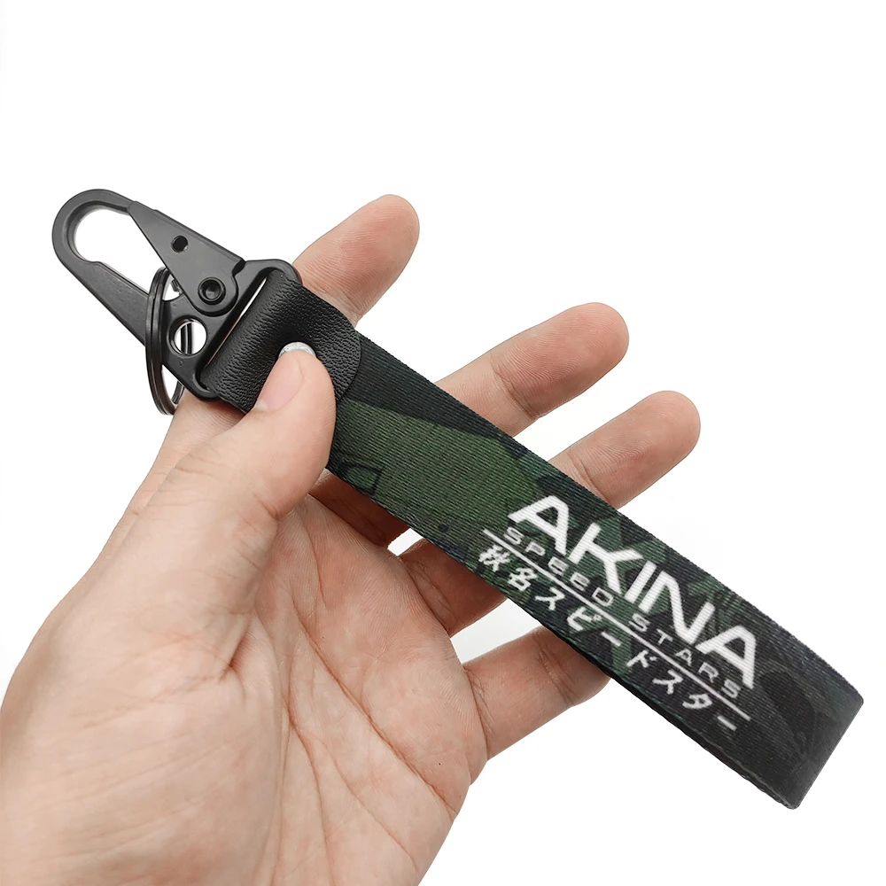 Keychain Holder Anti Lost Keychain JDM Initial D Nylon Auto Key Tags Steel Spring Clip Lanyard for Fake Taxi Low life Car Motorcycle Accessories