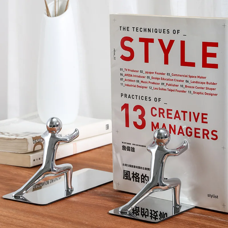 Book Organizer Book Holder Book Stand Creative 2PCS Golden Boy Bookends Book Stand Holder Bookshelf Desktop Organizer Office Accessories Stationery
