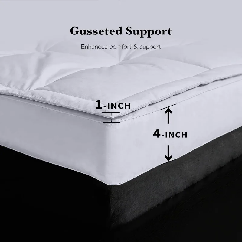 5 inch Down Pillowtop Featherbed Twin Size, Extra Thick Overfilled White Down Feather Mattress Topper 233 Thread Count 100%