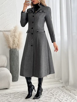 Fashionable urban festival wear autumn and winter stylish elegant long exquisite jacket suit coat 5