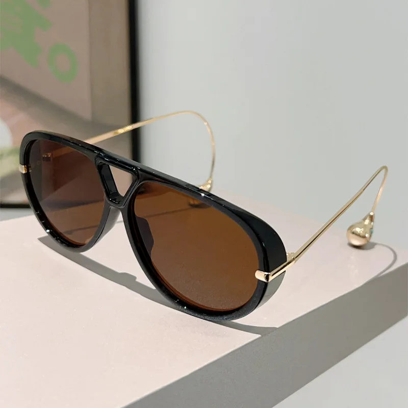 Women's Luxury Oversized Gradient Pilot Sunglasses - Trendy Double Bridge Design