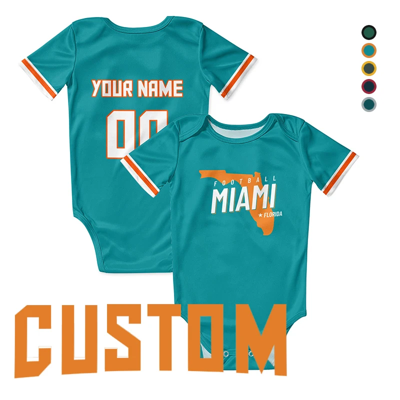 Rugby Fans Baby Clothes Green Boy/Girl Playsuit American Football Romper Infant Wear Sublimation Blanks Newborn Overalls
