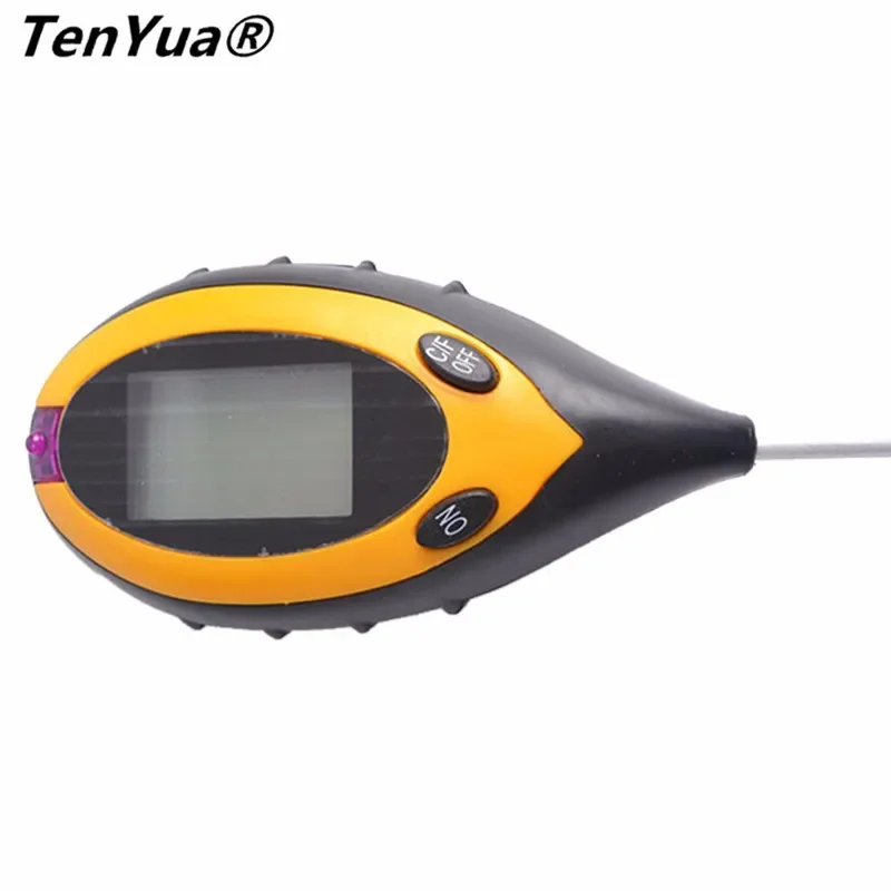 TenYua 4 In 1 LCD PH Meters Digital Temperature Sunlight Moisture PH Garden Soil Tester Gauge Meter