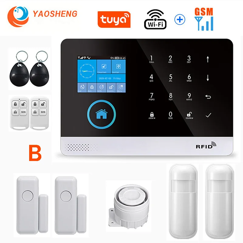 elderly emergency button Wireless WIFI GSM Home Security Alarm System For Tuya Smart Life APP With Motion Sensor Detector Compatible With Alexa & Google ring alarm pad Alarms & Sensors