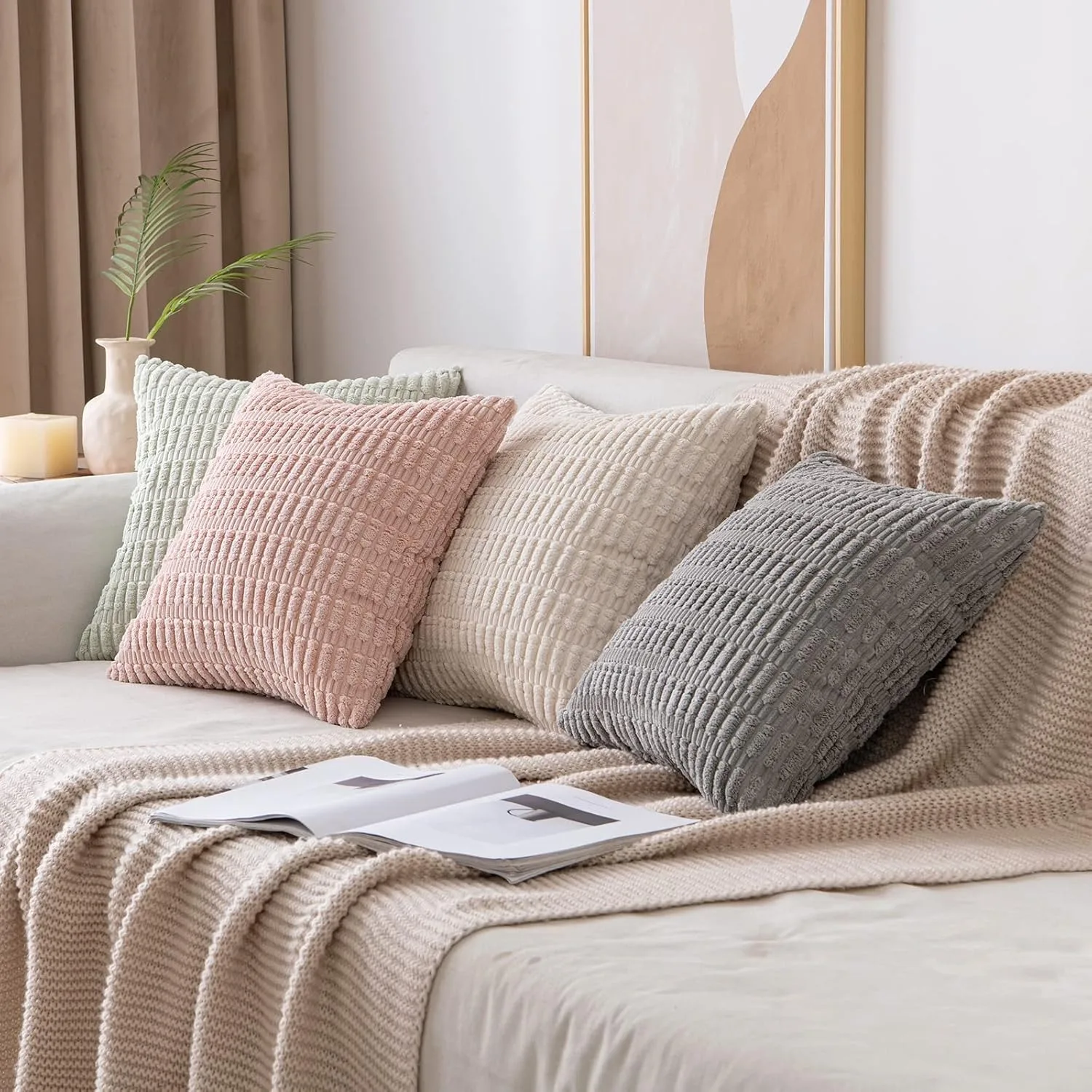 Lutanky Federe Per Cuscini 45x45 Cm In Velluto Morbido - Confezione Da 2, Grigio