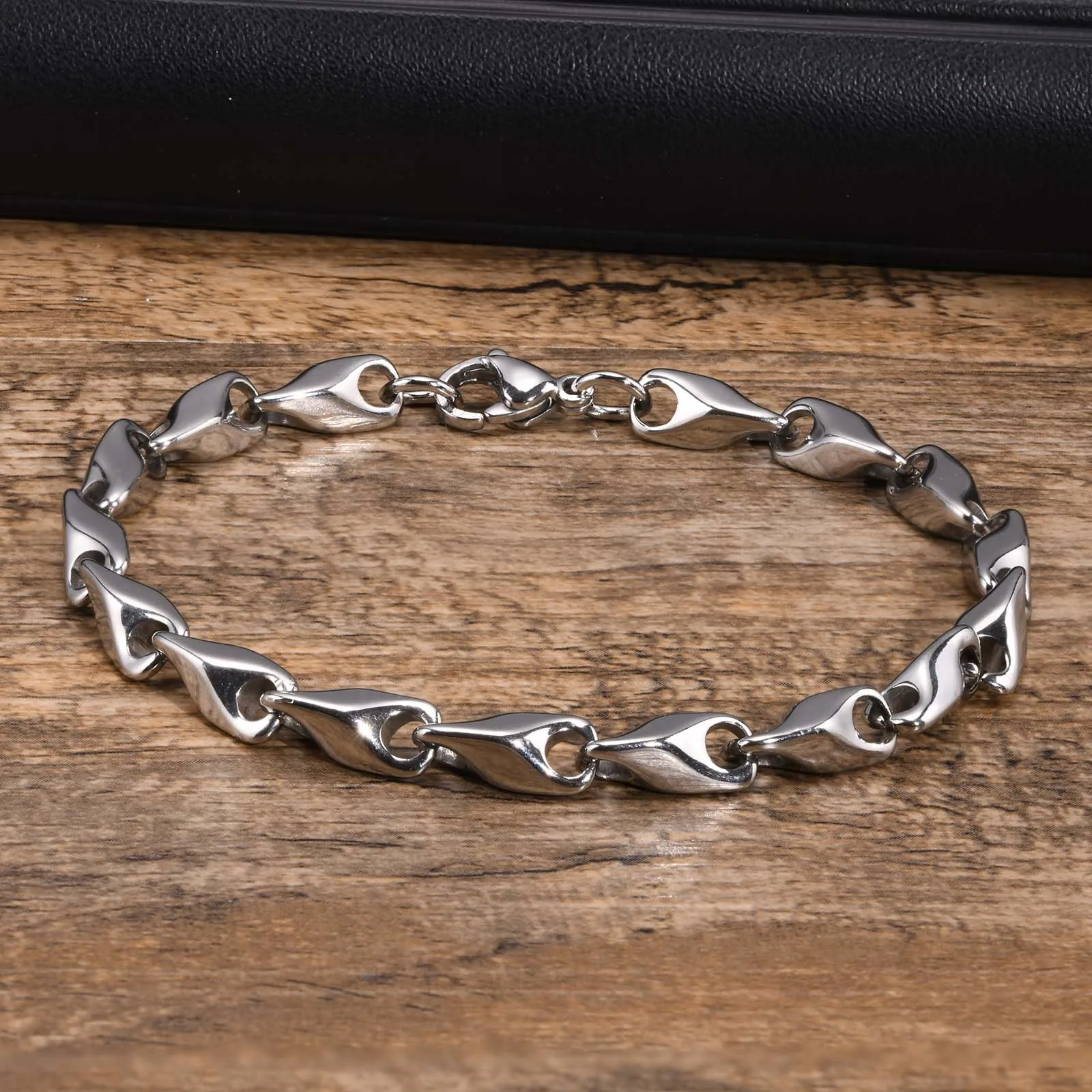 Vnox 6.4mm Stainless Steel Link Chain Bracelets for Men Women, New Fashion Casual Wristband Bracelet Gift Jewelry