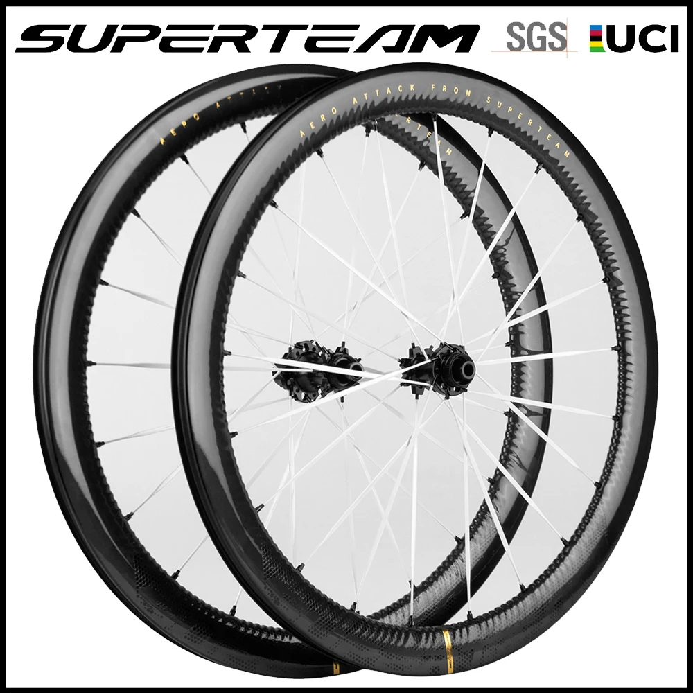 SUPERTEAM EVO Disc Brake Wheels 50mm Road Carbon Fiber Wheelset 700C