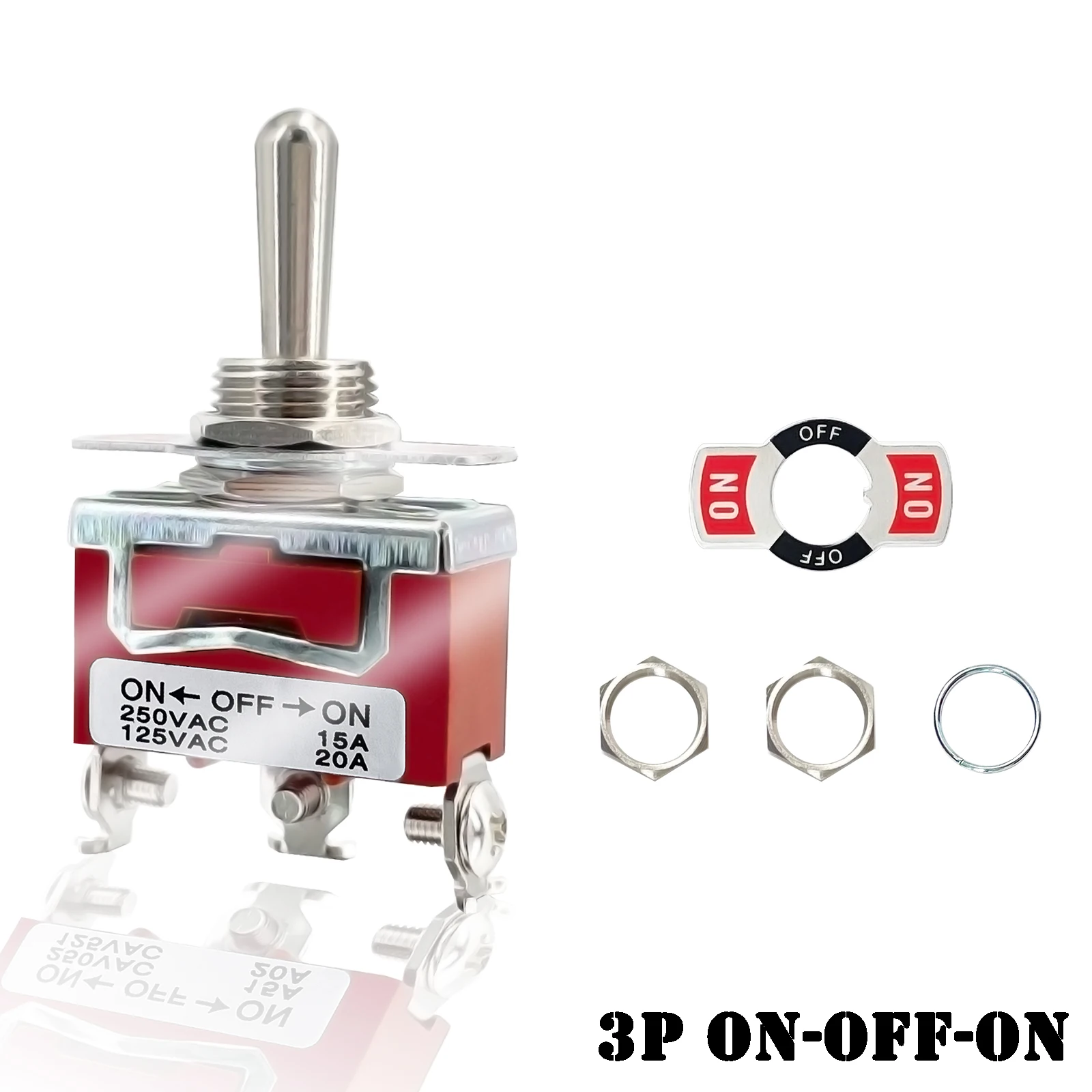 Interruttore A Levetta 12V DC 20A Interruttore A Levetta Illuminato 3 Pin ON/OFF SPST LED Illuminato Con Pannello Di Montaggio Copertura Di Sicurezza Per Aerei - Foto 5