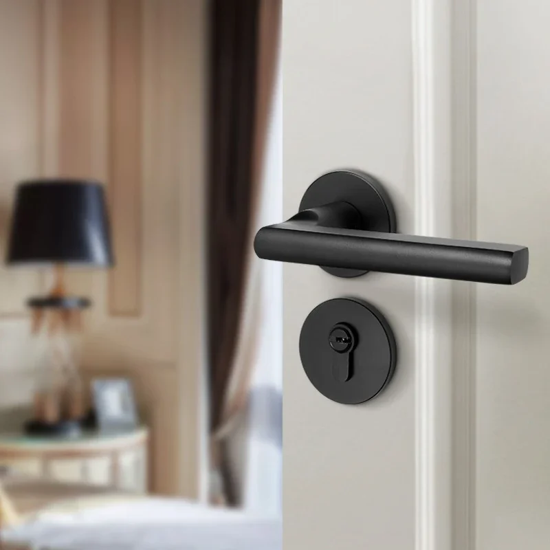 1 Pair Handle 304 Stainless Steel Door Handle Tube Hollow Spray Paint Frosted Black Round Cover Split Right Angle Door door handles