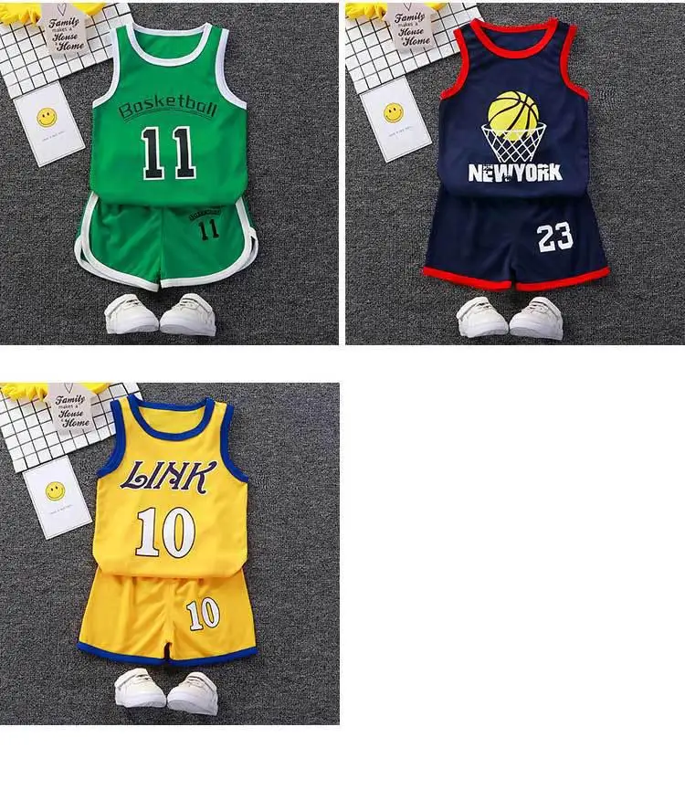 essentials clothing sets New Children's Clothing Summer Kids' Sports Ball  Outfits Boys Short-sleeved Suit Baby  Basketball Sets O-neck Vest Short Sleeve Clothing Sets cheap