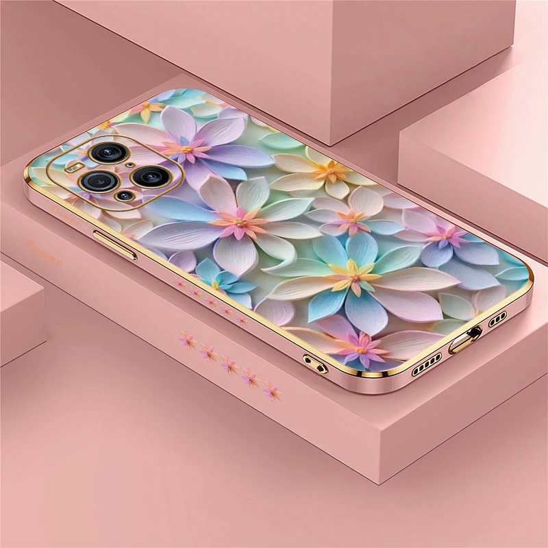 Colorful Flower Pattern Plating Shockproof Soft Silicone Case
