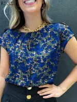 ZANZEA Retro Printed Blouse Women Stylish Shirt Summer Tunic Tops Short Sleeve Beach Party Blusas Bohemian Causal O Neck Chemise - Image 4