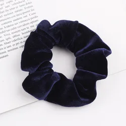 Elegant Velvet Scrunchie - Stylish Elastic Hair Accessory (Navy Blue)