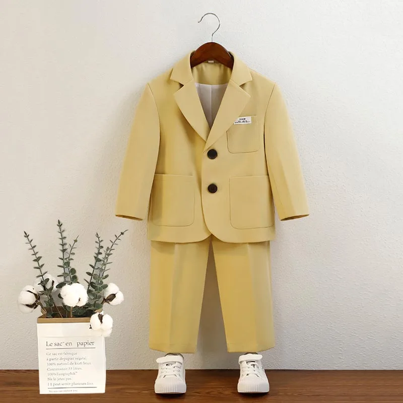 

Children Suits Korean Wedding Blazer Set for Boys Casual Toddler Birthday Photography Performance Costume Kids School Uniform
