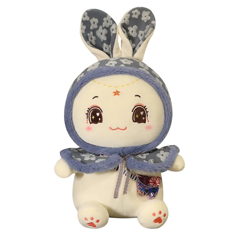 Hot  Floral Turban Shawl Rabbit Shiny Tearful Bunny Forehead Stars Chubby Fullfil Plush Lifelike Gifts For Baby usb heated warm shawl electric heating plush throw blanket heated cape heating lap blanket coral flannel heated blanket