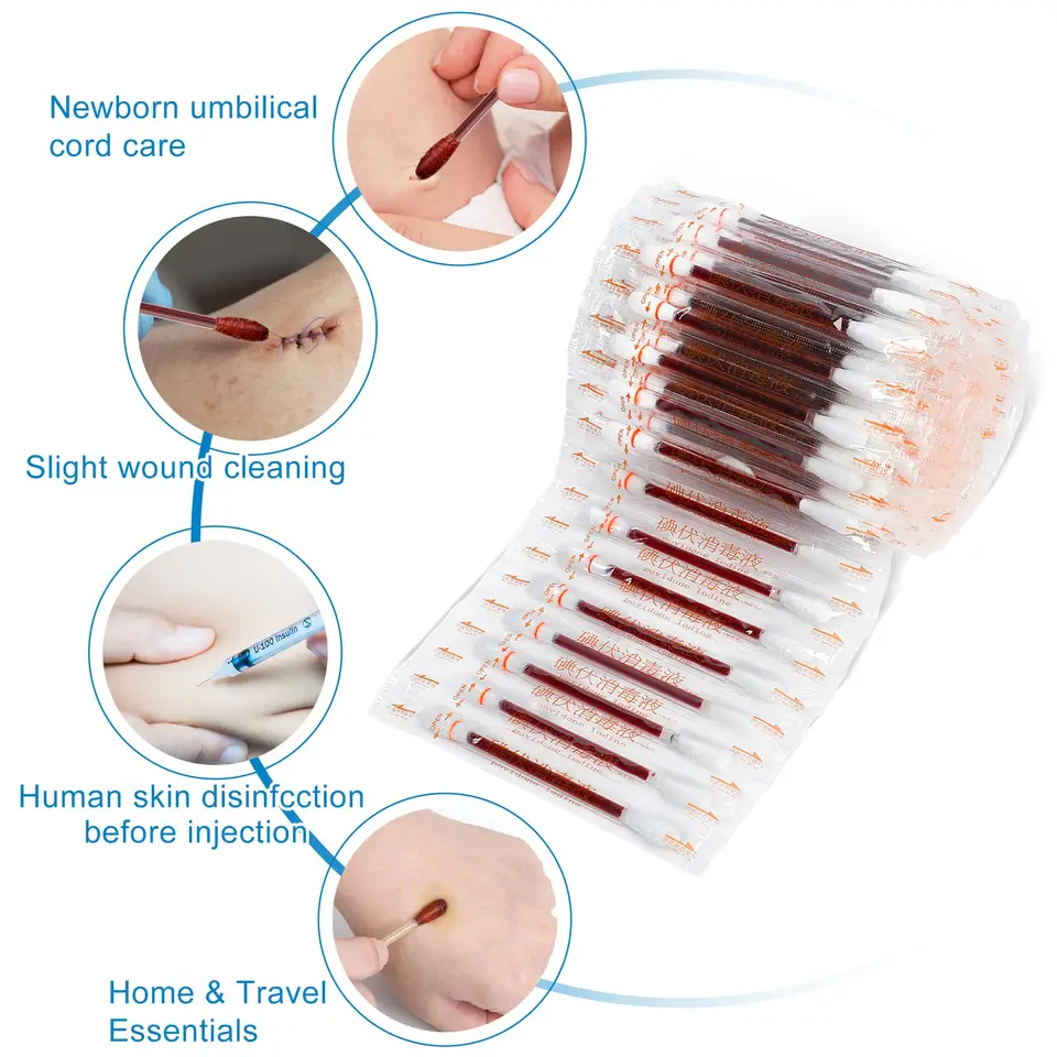 50 Disposable Iodophor Swabs For Disinfection Portable Convenient...