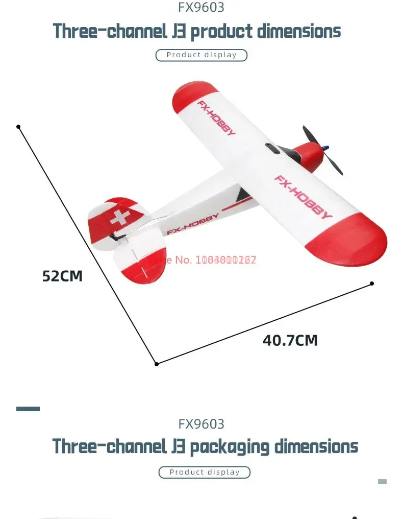 전자 리모컨 J3 Rc 비행기, 2.4ghz 3ch Fx9603 Epp 520mm 고정 날개 길이, Rc 글라이더 항공기 장난감, 어린이 선물, 신제품