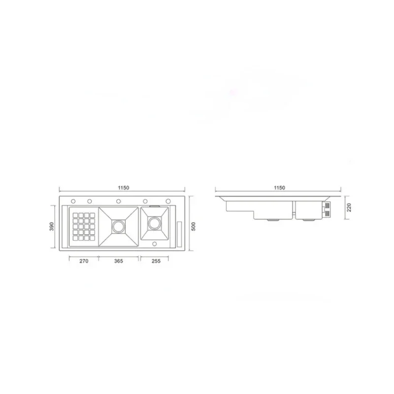 Smart Kitchen Sink - Stainless Steel Black Nano Handmade Double Sink with Vegetable & Fruit Purifier and Catalyst